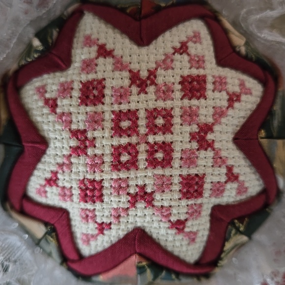 Handmade Quilted & Cross stitch Christmas Ornament - Picture 4 of 7